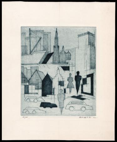 Antwerpse ets geëtst door Belgische kunstenaar Léon Smets