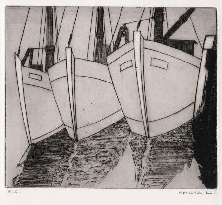 Een gesigneerde ets van Léon Smets