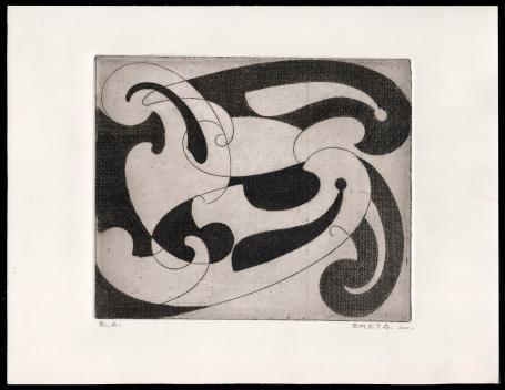 Abstracte ets van de Belgische kunstenaar Léon Smets 