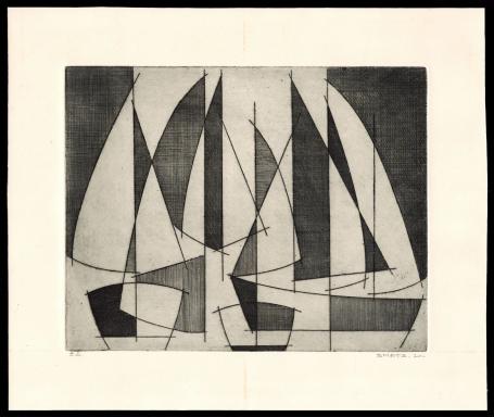 Abstracte ets van de Belgische kunstenaar Léon Smets kopen