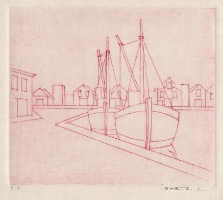 Grafisch kunstwerk van L. Smets op papier