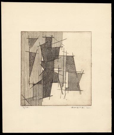Abstract kunstwerk geëtst door Mechelse kunstenaar Léon Smets