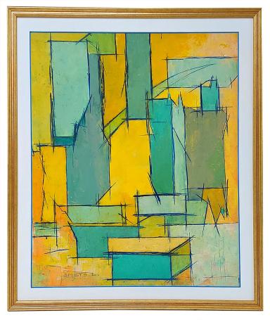 Abstract schilderij van de kunstschilder Léon Smets