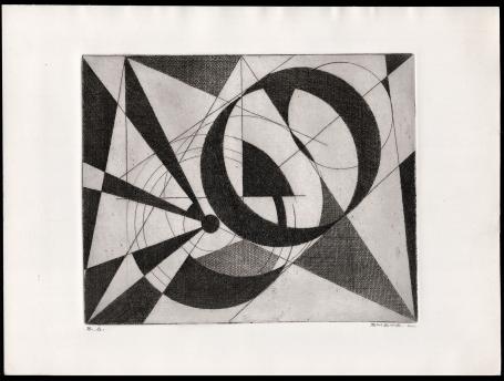 Abstracte ets geëtst door Mechelse kunstenaar Léon Smets