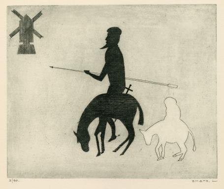 Grafisch kunstwerk van L. Smets; Don Quichot 