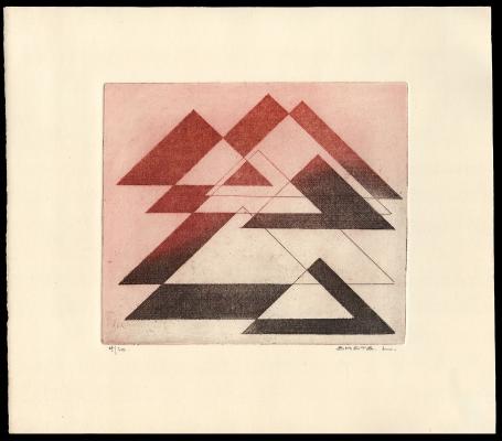 Figuratief abstracte ets van de Belgische graficus Léon Smets kopen