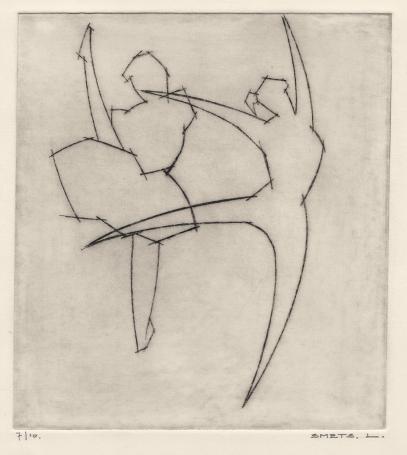 Een gesigneerde abstracte ets van Léon Smets