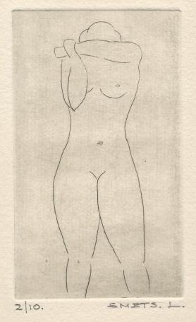 Een kleine naaktets op papier van Léon Smets