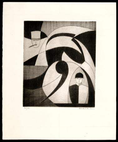 Abstracte ets van de Belgische kunstenaar Léon Smets kopen