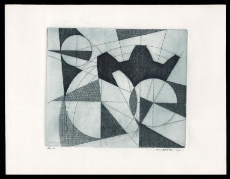 abstracte ets van Léon Smets, de vierde van 10 stuks