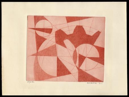 abstracte ets van Léon Smets, de eerste van 10 stuks