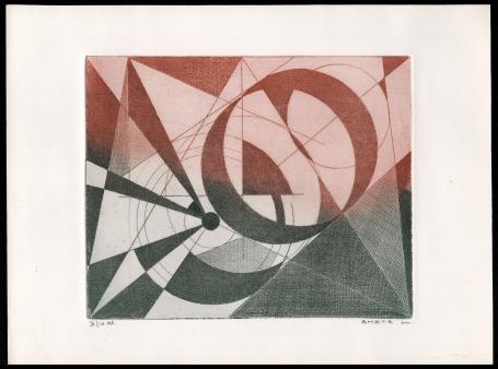 Abstracte ets geëtst door Mechelse kunstenaar Léon Smets