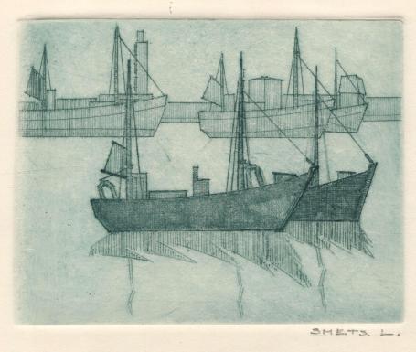 Genummerde ets van Léon Smets