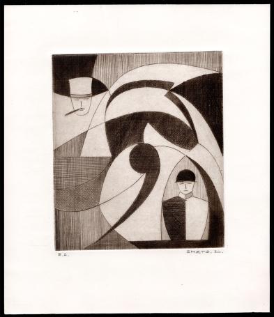 Abstracte ets van de Belgische kunstenaar Léon Smets kopen