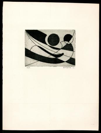 Abstracte ets geëtst door Mechelse kunstenaar Léon Smets