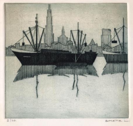Een gesigneerde ets van Léon Smets
