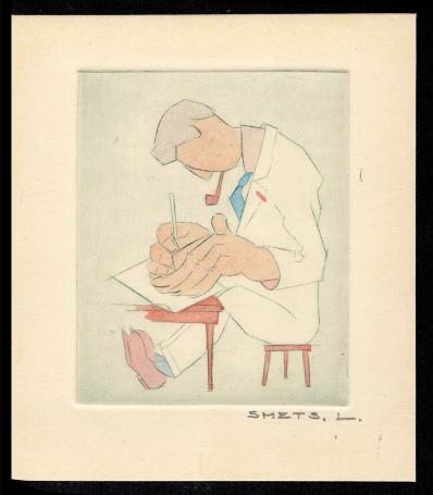 Ingekleurde ets geëtst door L. Smets