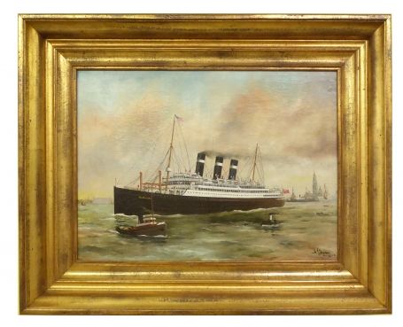 Schilderij van de SS BELGENLAND Red Star Company Antwerp 1931