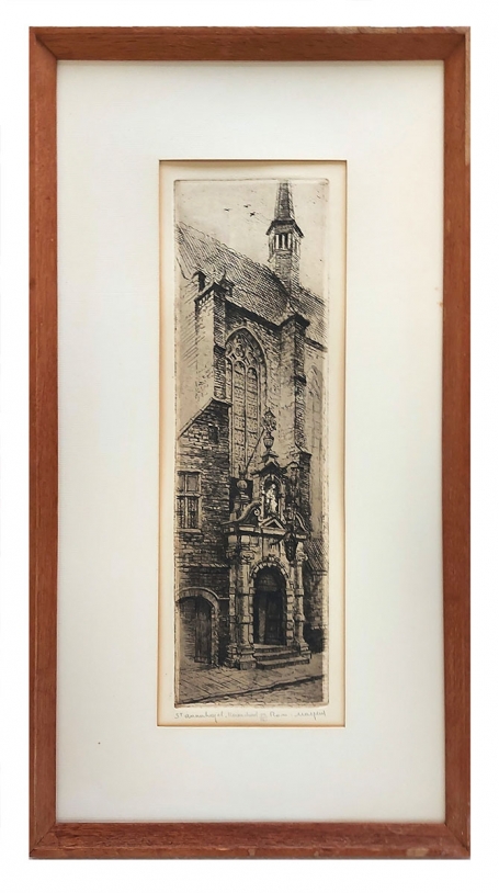 Belgische etser Romain Malfliet met een ets