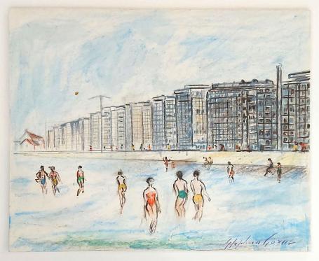 De Belgische kunstenaar Stephan Gorus met een tekening