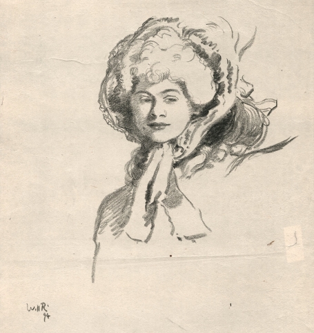 Sir William Rothenstein met een litho uit 1894