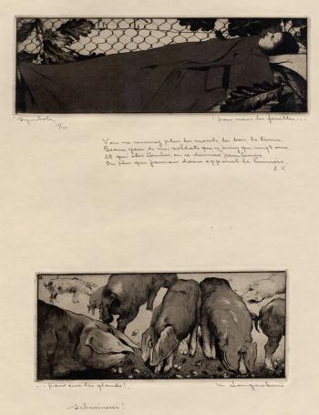 Etsen van de Belgische etser M. Langaskens