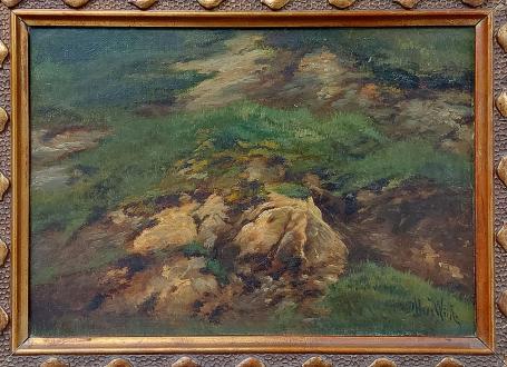 Alexander Wust met een olieverf op canvas