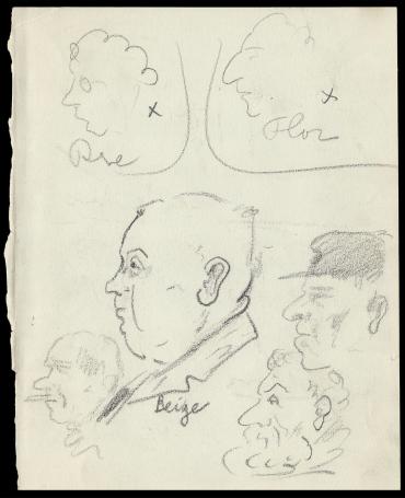 Felix Timmermans met tekeningen op papier