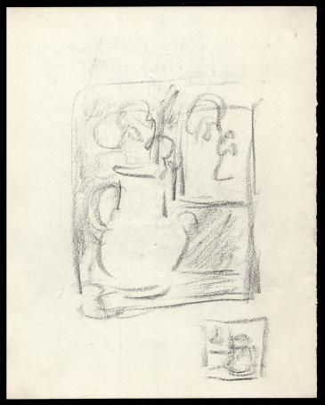 Felix Timmermans met tekeningen op papier