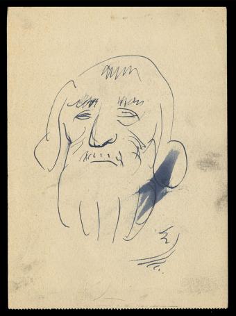 Felix Timmermans met tekeningen op papier