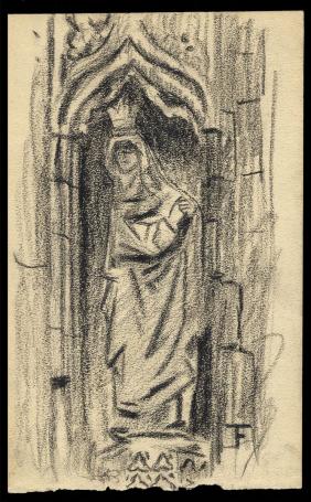 Felix Timmermans met tekeningen op papier