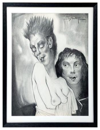 Jos Trotteyn  met een grote tekening