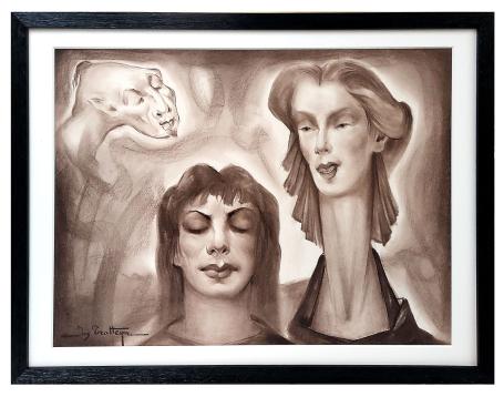 Jos Trotteyn  met een grote tekening