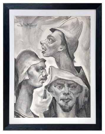 Jos Trotteyn  met een grote tekening