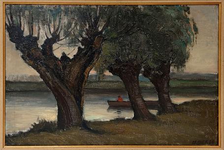 Olieverschilderij van Urbain Gerlo, de palingvisser