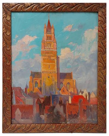 Schilderij Sint-Salvatorskathedraal Brugge door Florimond Van Acker