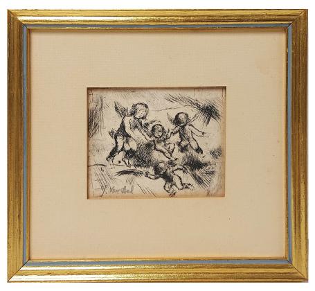 Droge naald ets Belgische etser Jules Van Ael