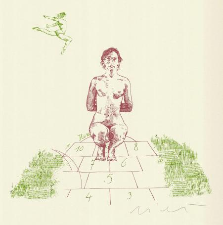 Gesigneerde grafiek van de Belgische graficus J. Vanriet
