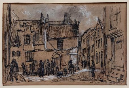 Houtskooltekening van Belgische schilder Julien Van de Veegaete