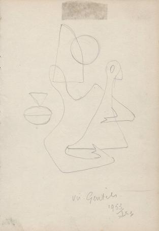 Gesigneerde tekening van Vic Gentils uit 1953