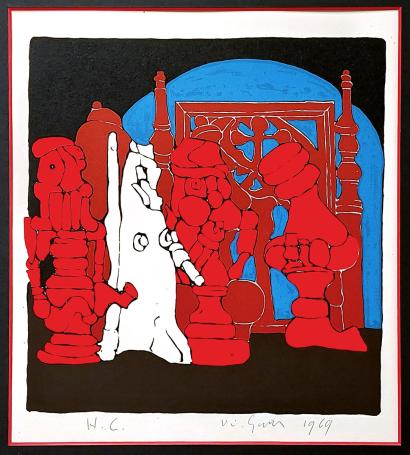 Gesigneerd grafisch kunstwerk van Vic Gentils uit 1969