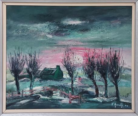 Landschap, schilderij van Victor Renty