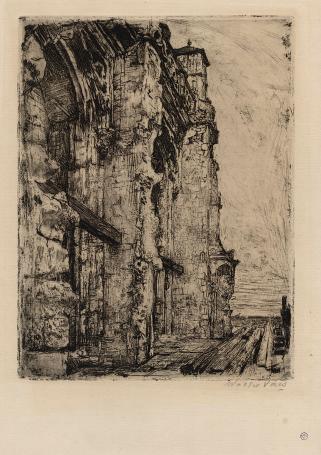 Walter Vaes Belgische kunstenaar met een ets van een toren