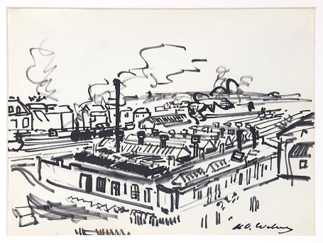 De fabriek getekend door Henri Victor Wolvens