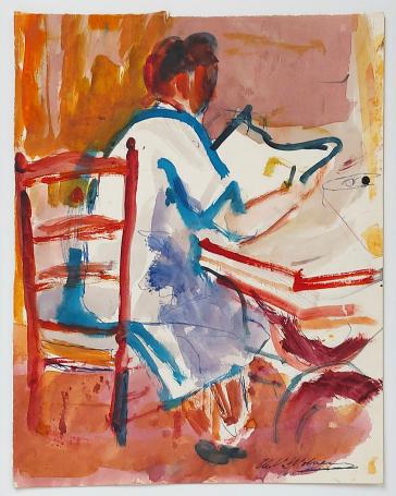 Gouache geschilderd door Henri Victor Wolvens op papier