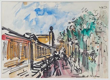 Wandelende mensen getekend door Henri Victor Wolvens