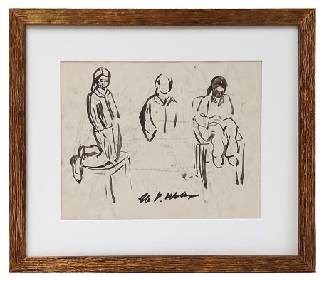 Inktekening van de Belgische artiest Henri Victor Wolvens