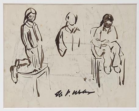 Tekening in inkt getekend door Henri Victor Wolvens