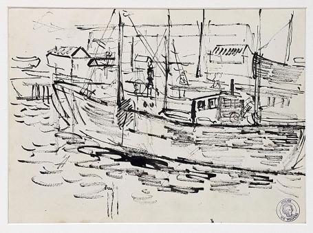 Vissersboot getekend door Henri Victor Wolvens