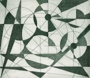 De Belgische etser Léon Smets met een grafisch kunstwerkje